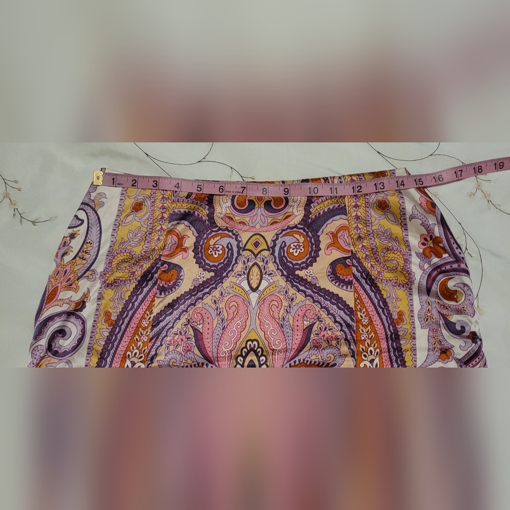 VINTAGE Y2K INC 100% Silk 2pc Set Paisley Midi Skirt & Cami Size 8  Fits 4/6 - Picture 12 of 13